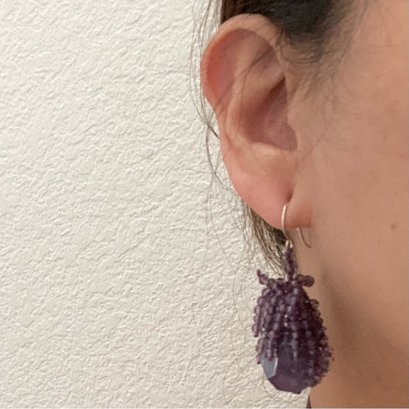 Handmade Amethyst Crystal Cluster Beads Drop Earrings - Picture 2 of 11